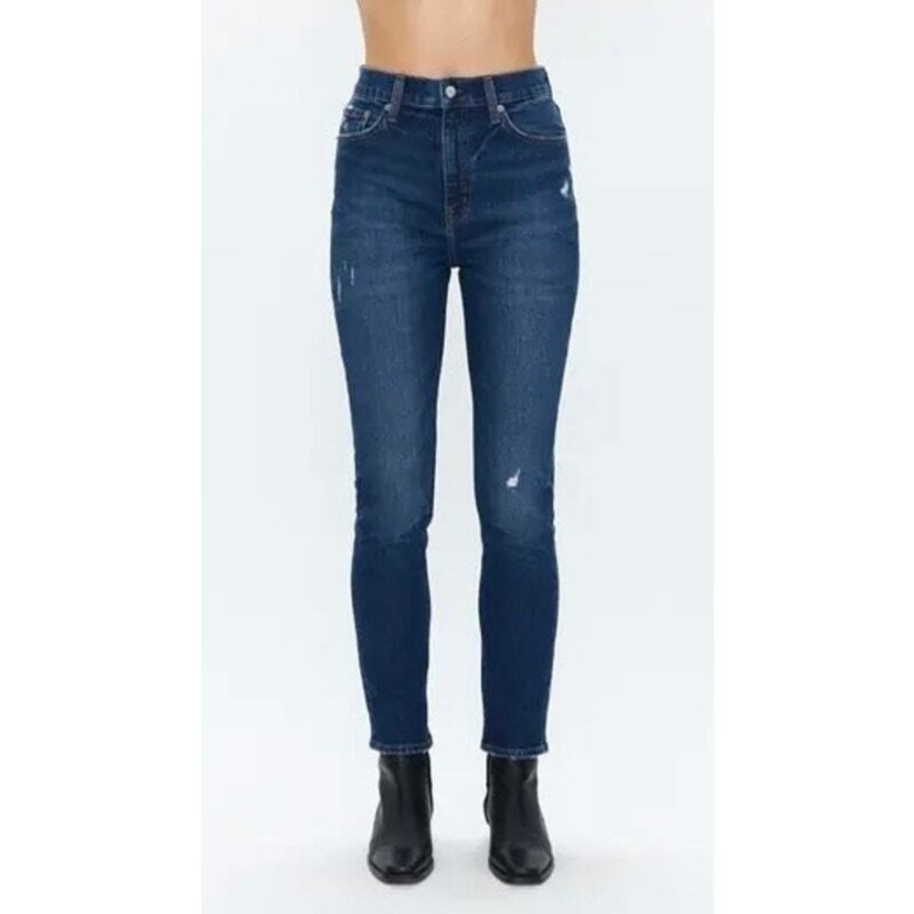 PISTOLA Kate Slim Leg Jeans Women 29 Blue Distressed High Rise Straight Stretch